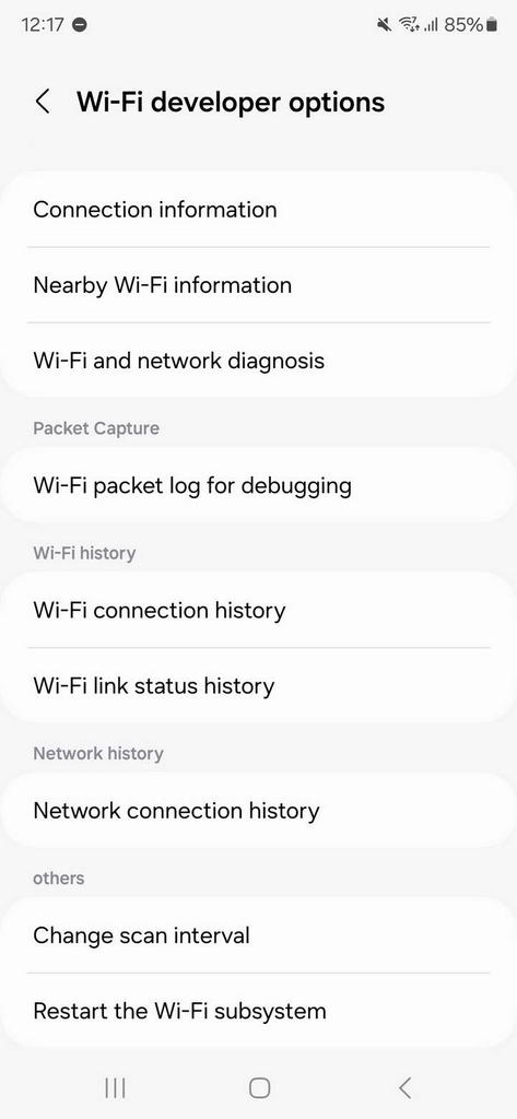 Opciones disponibles en Intelligent Wi-Fi del móvil Samsung